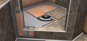 Walk-in bathroom floor and drain