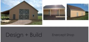 Three photos showing different angles of a large detached garage